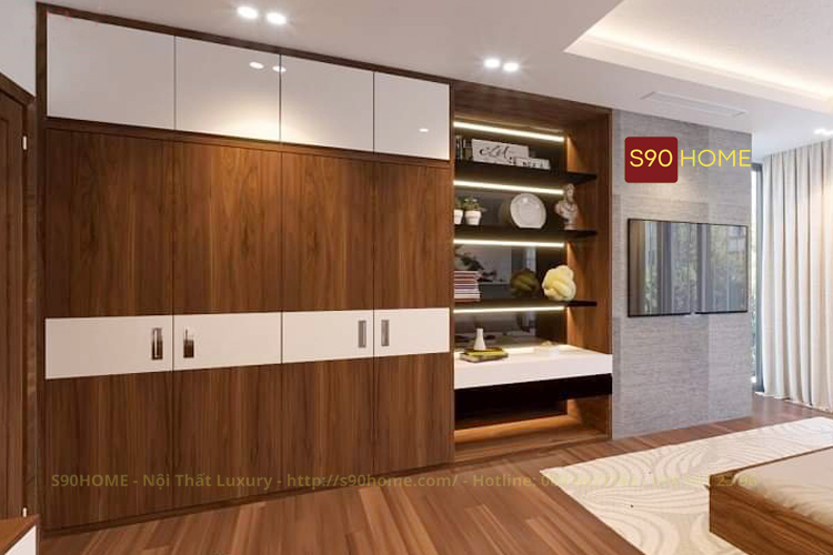 Tủ áo gỗ công nghiệp 4 cánh đa năng S90-TACN002