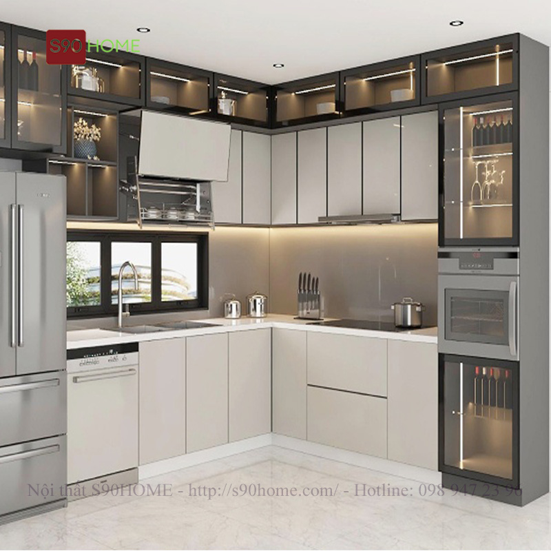 Tủ bếp inox cánh kính cao cấp giá rẻ