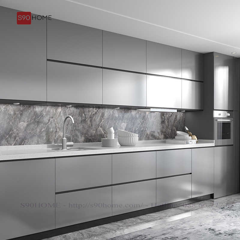 Tủ bếp inox cánh kính