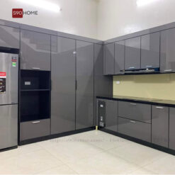 Tủ bếp inox cánh kính nhà bác lan đông ngạc S90-TBK013