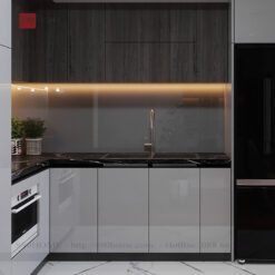 Tủ bếp Acrylic chữ L ông thuỷ ở chèm S90-TBA019 6 Tu bep acrylic s90home 079