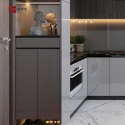 Tủ bếp Acrylic chữ L ông thuỷ ở chèm S90-TBA019 5 Tu bep acrylic s90home 080