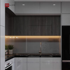 Tủ bếp Acrylic chữ L ông thuỷ ở chèm S90-TBA019 4 Tu bep acrylic s90home 081