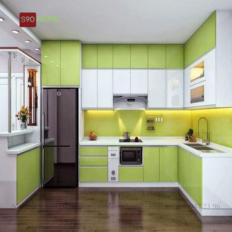 Tủ bếp inox cánh kính cao cấp S90-TBK025