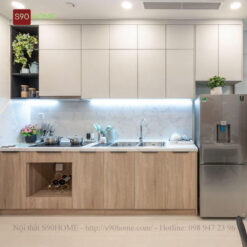 Tủ bếp chữ l đơn giản MDF phủ melamine S90-ML015