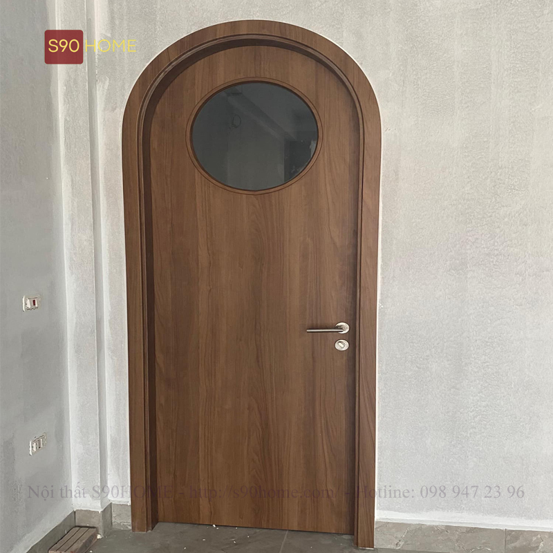 Cửa vòm công nghiệp gỗ MDF Melamine soi kính Cửa vòm công nghiệp gỗ MDF Melamine soi kính