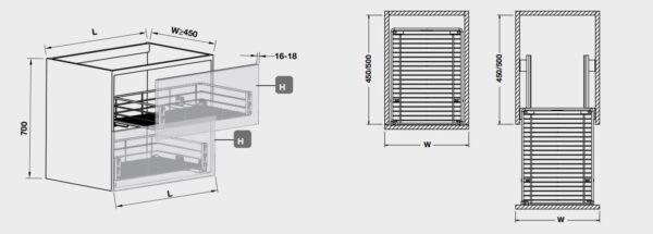 Bộ rổ kéo trước để xoong nồi Bộ rổ kéo trước để xoong nồi