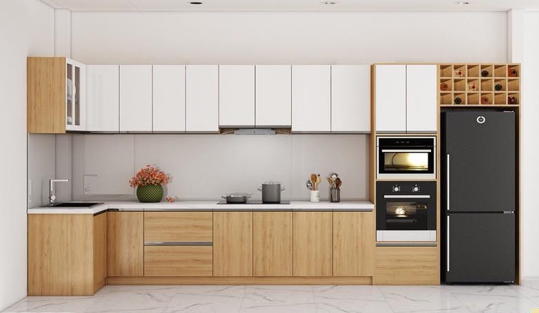 Tủ bếp cánh kính cường lực 15 Noi that tu bep