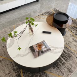 Bàn trà đôi mặt đá và kính nhập khẩu S90-BT023