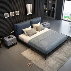 Giường ngủ đẹp đệm da S90-GN019