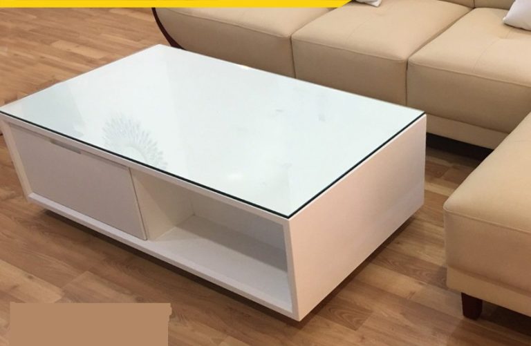 Bàn sofa trắng mặt kính sang trọng Bàn sofa trắng mặt kính sang trọng