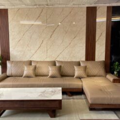 Ghế sa lông gỗ - Safo da bò ý cao cấp S90-SF009