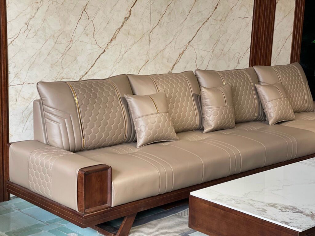 Ghế sofa da bò ý đẹp phòng khách lớn