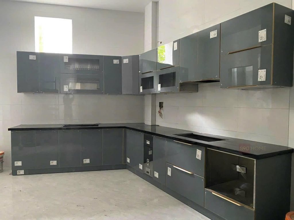 Tủ bếp cánh kính cường lực 11 Tu bep inox s90home