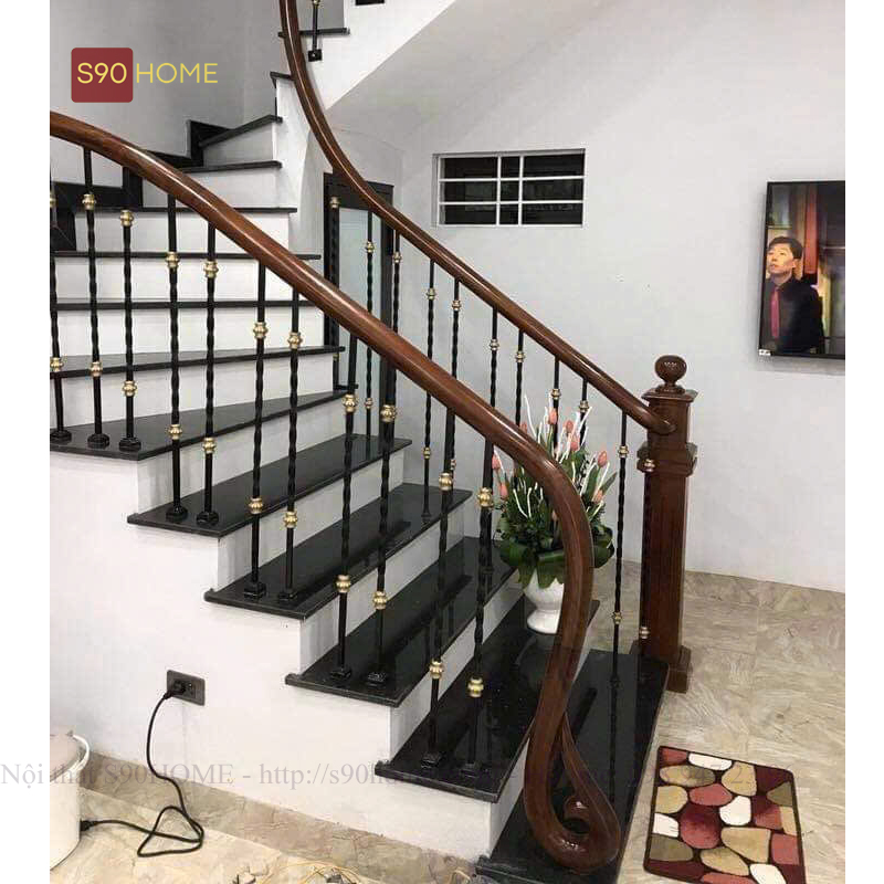 Cầu thang nhà ống 4m 12 Cầu thang nhà ống 4m đẹp