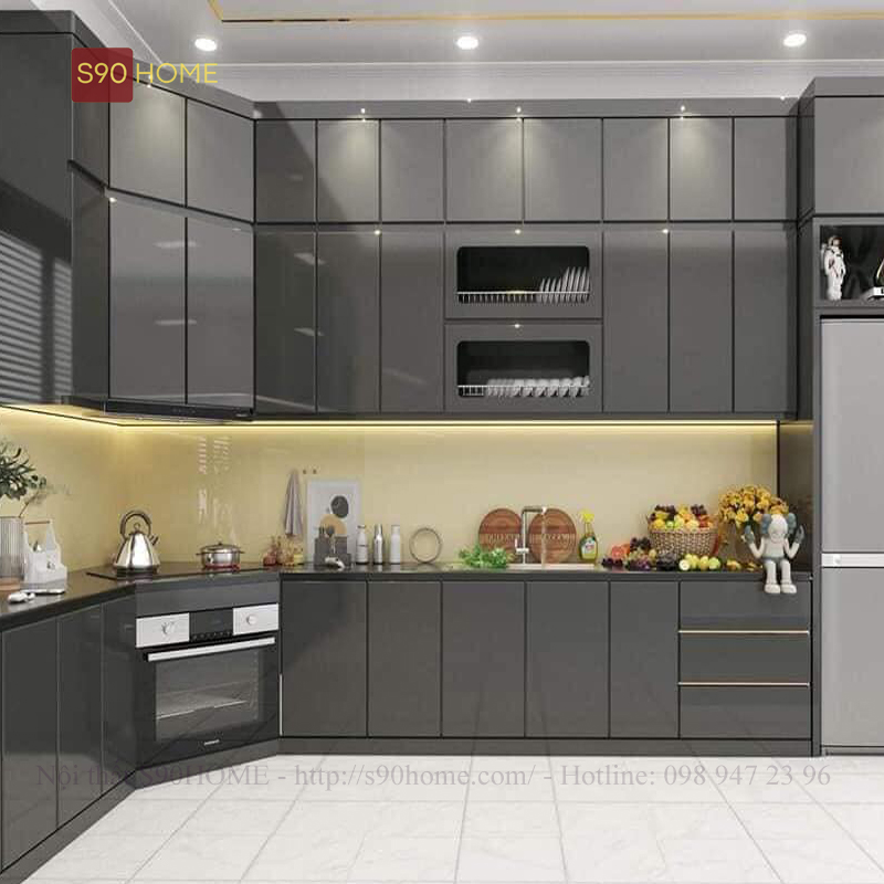 noi that s90home 543 Thùng tủ bếp inox cánh kính