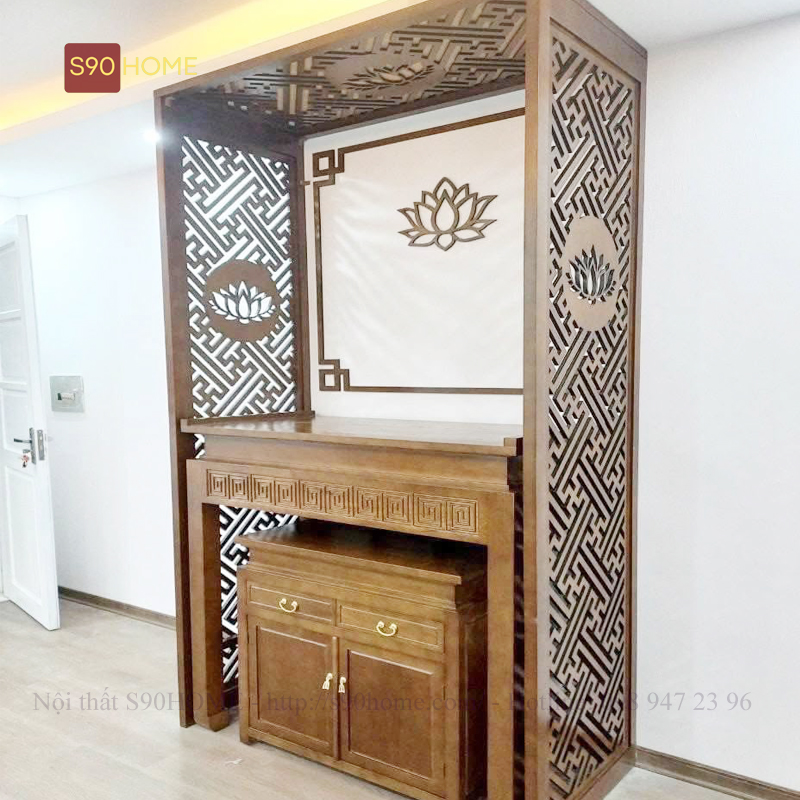 Phòng thờ đứng Vách CNC hoa sen S90home Phong tho Vach CNC hoa sen S90home