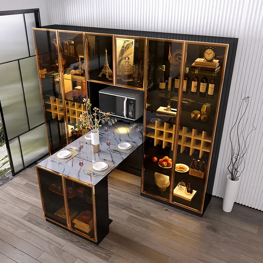 Tủ rượu kính kết hợp quầy bar mini Tủ rượu kính kết hợp quầy bar mini